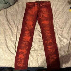 Rude brand maroon skinny bleached skater jeans new
